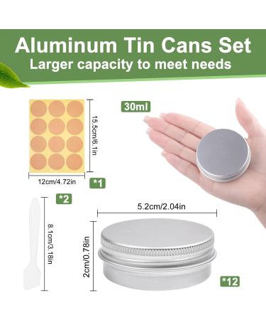 Aluminum Empty Jar Set - 30ml Cream Cans (12 pcs) with Spatulas & Stickers for Cosmetics Nail Art & Jewelry - Buy Online on GoSupps.com