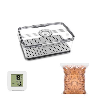 IOFMVF Cigar Humidor Set Hold 60 Cigars Built-in High Precision Hygrometer Transparent Cigar Storage Box Equipped with Cedar Wood Chips and Cigar Punch and V-Cut Cutter