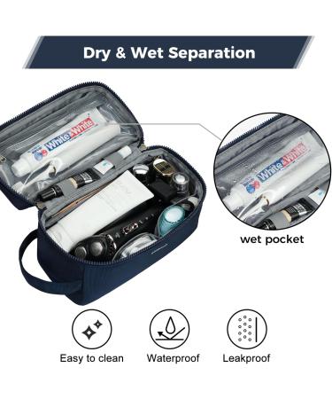 Ecohub Water-Resistant Travel Toiletry Bag for Men and Women - Wet/Dry Separation, Recycled PET, Zipper Pouch (Dark Blue) - Buy Online on GoSupps.com