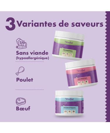 Woofies Probiotics Digestive Treats for Dogs - 90 Pieces - Strengthens Intestinal Flora and Improves Immune System - 100% Natural Prebiotic Ingredients (Beef) - Buy Online on GoSupps.com