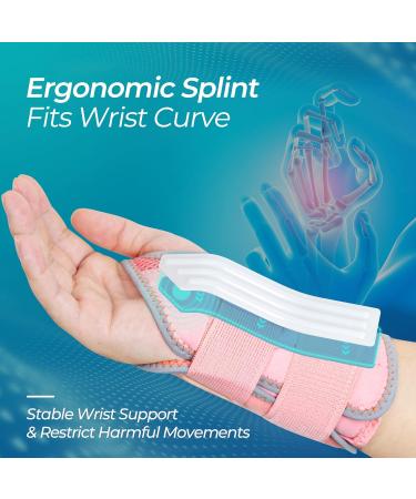 CureCare Adjustable Wrist Support with 2 Rails for Pain Relief | Carpal Tunnel & Tendinitis Bandage (L/XL Left Pink) - International Shipping Available - Buy Online on GoSupps.com
