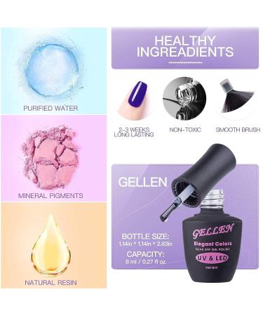 54W Gellen Gel Nail Polish Kit with UV LED Light, 6 Nude Colors, Top Base Coat, Nail Art Decorations, Manicure Tools - All-in-One Manicure Kit in Gentle Nudes Blush Tones - Buy Online on GoSupps.com