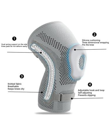 Ymiko Adjustable Compression Knee Sleeve XL - Light Gray for Running Cycling Basketball & More - Injury Prevention & Discomfort Relief - Buy Online on GoSupps.com