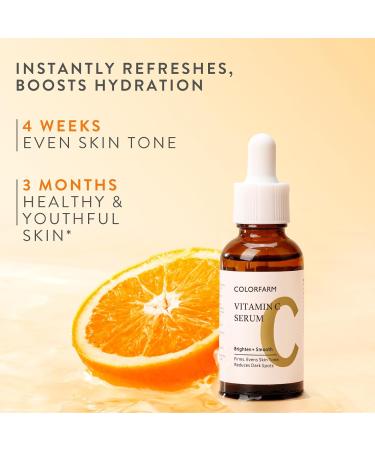 Vitamin C Face Serum - Hydrating Anti-Aging Skin Tightening with Vitamin E & Hyaluronic Acid | Colorfarm 1 Fl Oz - Buy Online on GoSupps.com