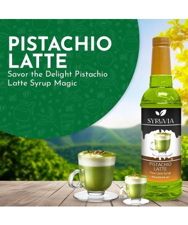 Syruvia Pistachio Latte Syrup (25.4 fl oz) - Nutty Bliss for Your Latte Moments Kosher Gluten-Free Perfect for Creating Irresistibly Rich Pistachio Latte Beverages - Buy Online on GoSupps.com