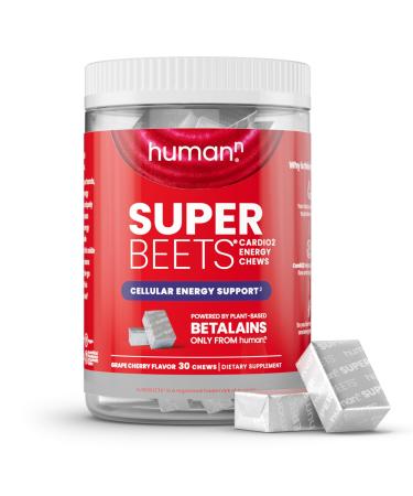 humanN SuperBeets CardiO2 Beet Energy Chews - Betalains Compound to Support Heart Healthy Energy & Blood Flow - Plant Based - No Caffeine or Stimulants - Grape Cherry Flavor - 30 Servings