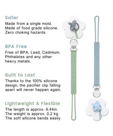 ClDy Baby Pacifier Chain - BPA-Free Floral Clip for Boys & Girls - 2 Pack Ideal for 3 Months+ - Buy Online on GoSupps.com