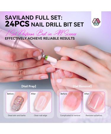 SAVILAND 24-in-1 Nail Drill Bits Set: All-in-1 Nail Bits for Nail Drill Nail File 3/32 Inch Diamond Cuticle Electric Carbide Remover Ceramic Acrylic Nails Professional Acrylic Nail Salon - Buy Online on GoSupps.com