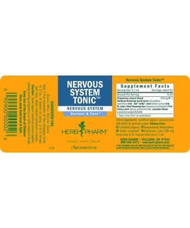Herb Pharm Nervous System Tonic Liquid Herbal Formula 1oz - Strengthen & Calm nerves - Buy Online on GoSupps.com