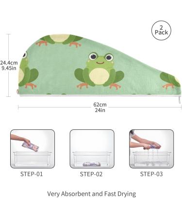 Green Small Frog Hair Towel 2 Pack - Super Absorbent Quick Dry Hair Turbans for Women & Girls | Perfect Hair Drying Solution - Buy Online on GoSupps.com