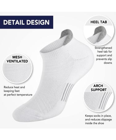 ACTINPUT Men's Anti-Blister Athletic Performance No Show Running Socks 7 Pairs - White, Size L-XL - Buy Online on GoSupps.com
