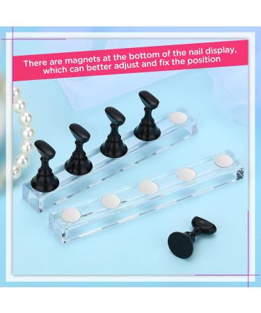 PROUSKY 2 Set Nail Display Stand Fingernail DIY Nail Art Display Nail Tip Practice Holder Magnetic for False Nail Tip Manicure Tool Home and Art Salon Use Magnetic Nail Practice Base (Black) - Buy Online on GoSupps.com