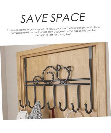 STOBAZA Wrought Iron Door Hook Bathroom Door Towel Rack Hat Storage Rack Door Back Clothing Organizer Metal 41.5X23X5CM Black - Buy Online on GoSupps.com