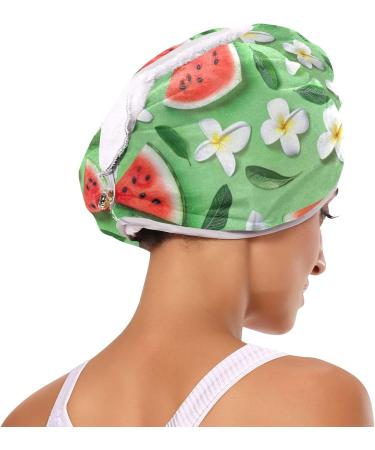 Plumeria Watermelon Green Hair Towel 2 Pack | Super Absorbent Quick Dry Hair Turbans for Women & Girls - Buy Online on GoSupps.com