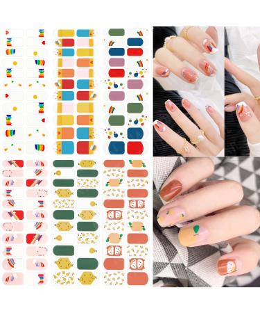 NAILDOKI Nail Stickers 6 Sheets x 22 Pieces Full Wraps Nail Polish Strips Self-Adhesive Gel Nail Art Decals for Women Girls B1-06