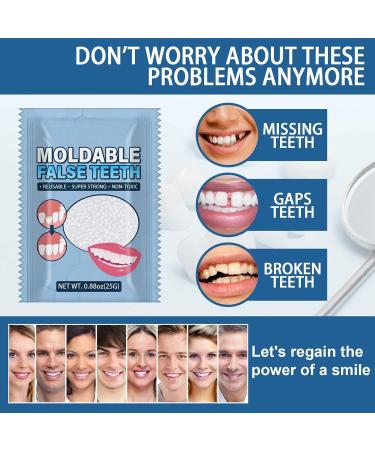 Plastic Teeth Glue Dentures Kit | Temporary Filling Teeth | Fake Filling Holes | Denture Bath Case | 1/2/3pcs | One Size C - Buy Online on GoSupps.com