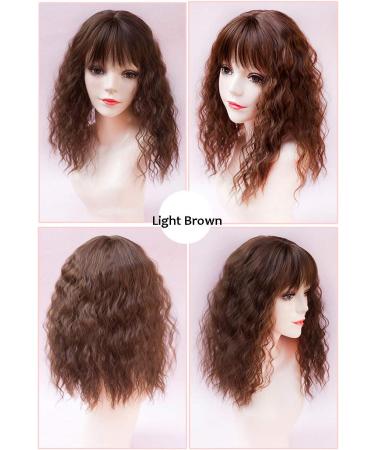 Water Wavy Hair Forehead Piece Clip in Middle Part Topper with Choppy Fringe Thin/45cm Light Brown Thin/45cm Light Brown - Buy Online on GoSupps.com