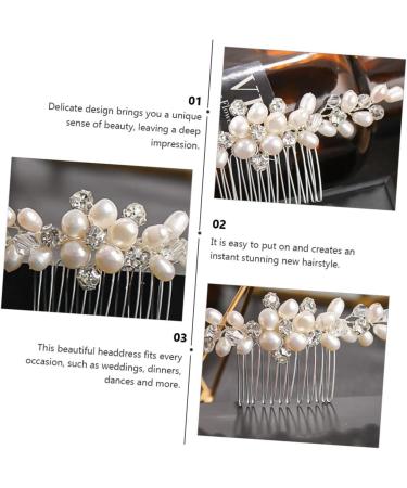 Ipetboom Rhinestone Bridal Comb Hair Comb Bridal Headpiece Crystal Headpiece Crystal Headdress Hair Pearls Bridal Pearl Headwear Honey Brows Hair Accessories Rhinestones Bride Abs - Buy Online on GoSupps.com