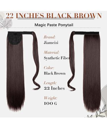22-Inch Dark Brown Long Straight Ponytail Extension | Magic Paste Wrap Around | 110g Hair Extension - Perfect for Instant Glam - Buy Online on GoSupps.com