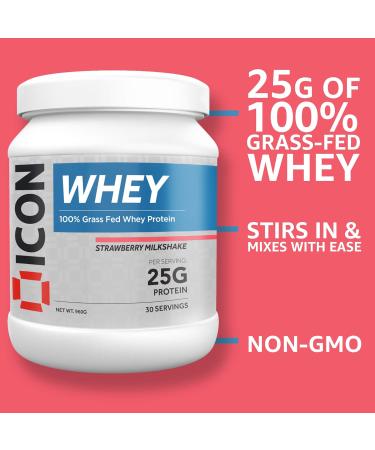 ICON Nutrition Whey Protein Powder 960g - 30 Servings, Strawberry Milkshake Flavor - Buy Online on GoSupps.com