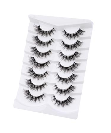 Happy Heartbeat 3D Clear Band Wispy Lashes - Soft Faux Mink Natural Cat Eye False Eyelashes | 7 Pairs Reusable (No. 219) - International Shipping Available - Buy Online on GoSupps.com