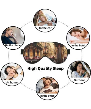 Italian Street Print Unisex Sleep Eye Mask - Soft Comfort Eye Shade for Travel Yoga & Shift Work - Black - Buy Online on GoSupps.com
