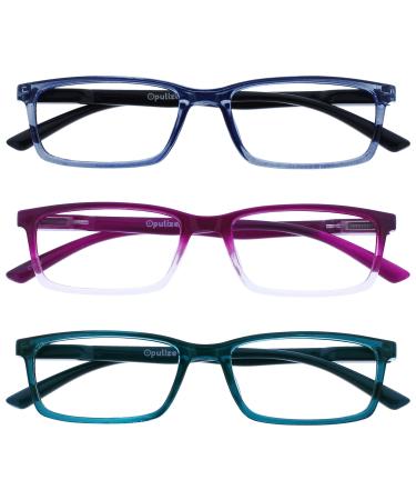 Opulize Unisex See Reading Glasses (Pack of 8) +2.00 Diopters Blue / Purple / Turquoise