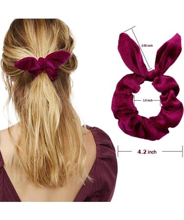 30pcs Easter Bunny Ear Hair Scrunchies - Velvet Bow Hair Ties & Elastic Bobbles - Buy Online on GoSupps.com