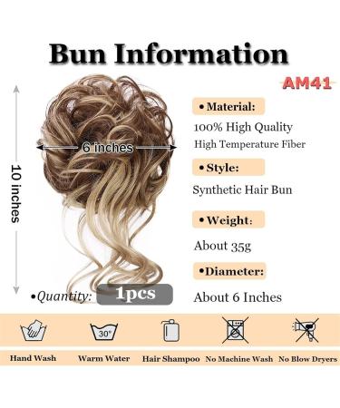 Hair Bun Hairpiece for Women Synthetic Messy Bun Hair Piece Tousled Updo Hair Buns Extension Elastic Band Curly Chignon Scrunchie Ponytail Extension for Women Hair Chignons(AM41-2) - Buy Online on GoSupps.com