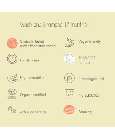 Organic Certified Wash & Shampoo with Aloe Vera - 12oz - Eco-Friendly Made in Italy - International Shipping - Buy Online on GoSupps.com