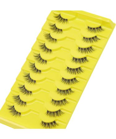 LZM Half Lashes 10 Pairs Cat Eye Lashes False Eyelashes Natural Eyelashes 3/4 Lashes Thin Clear Band Strip Lashes Half Eyelashes Reusable Fake Eyelashes Natural Lashes (QX08) - Buy Online on GoSupps.com