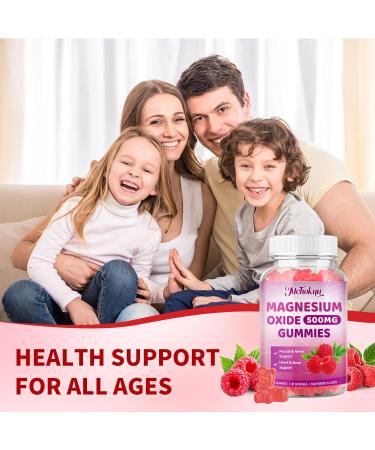 Magnesium Oxide Gummies 500mg Sugar Free Chewable Magnesium Oxide Supplement for Adults & Kids Nerve Support & Energy Boost Non-GMO Raspberry Flavor 60 Count 60 Count (Pack of 1) - Buy Online on GoSupps.com