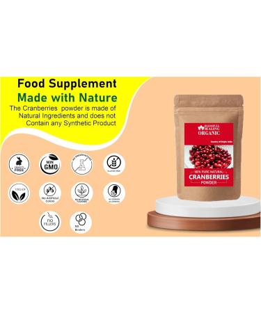Organic Cranberries Powder 100% Pure Natural 100 Gram / 3.52 oz 100 Gram / 3.52 Ounce - Buy Online on GoSupps.com