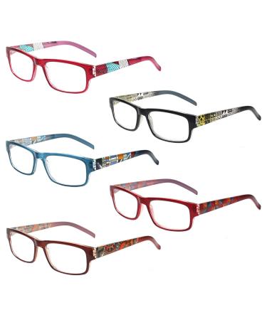 Kerecs 5 Pack Reading glasses women Good glasses High quality fashion spring hinges comfortable reading aid for women (5 color 2.5) 2.5 5 mix color - Buy Online on GoSupps.com