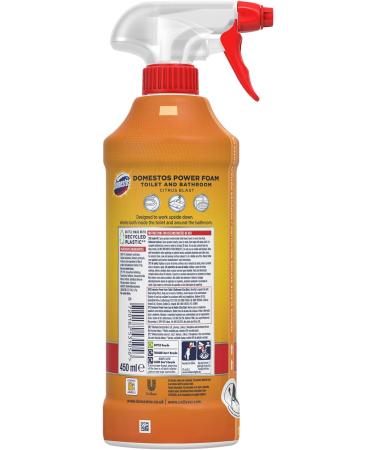 Domestos Power Foam Citrus Blast Upside Down Spray bleach-free toilet & bathroom cleaner eliminates 99.99%* of germs 6x 450 ml (Pack of 2) - Buy Online on GoSupps.com