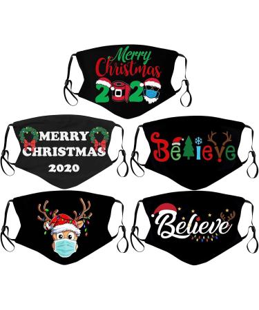 Coversolate Christmas Print Adjustable Washable Bandana - Reusable Oral Covers for Adults Men & Women (5-Pack) - Buy Online on GoSupps.com
