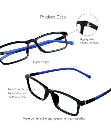 Vision Global Blue Light Blocker Glasses for Men & Women - Stylish Square Frame Anti-Eye Strain Glare-Free Computer Reading Glasses (Dark Blue 2.75x) - Buy Online on GoSupps.com