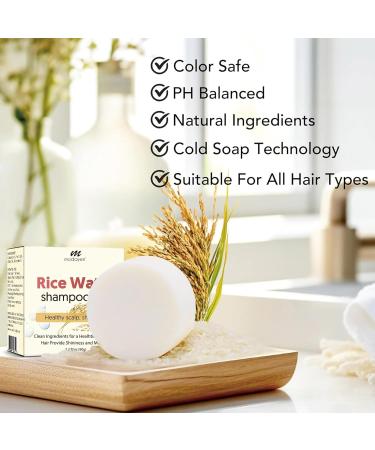 Rice Water Shampoo Bar - Vegan Hair Strengthening & Repair | Sulfate-Free Paraben-Free Anti-Hair Loss Formula for Oily & Dry Hair | Safe for Sensitive Scalp 3.2 oz - Buy Online on GoSupps.com