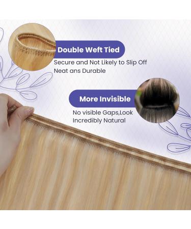 LAAVOO TREEEN Real Hair Extensions Weft - 50cm Blond Brown Sewing Extensions #P12/24 - 100g Premium Quality Tresses - Buy Online on GoSupps.com