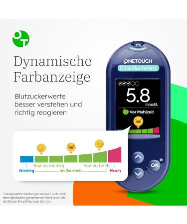 Onetouch Ultra Plus Reflect Blood Sugar Meter | Diabetes Test Kit with 10 Test Strips Stech Aid & Lancets | Accurate MMOL/L Measurement - Buy Online on GoSupps.com