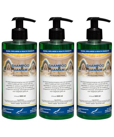 Claudius Hammam Shampoo 500 ml with 3 Black Pumps - Pack of 3 - Economy Pack - Hair Care