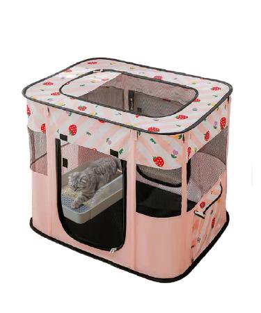 Carroza Portable Foldable Pet Playpen Collapsible Crates Kennel Playpen for Dog cat and Rabbit &Travel playpen Outdoor or Indoor S Pink