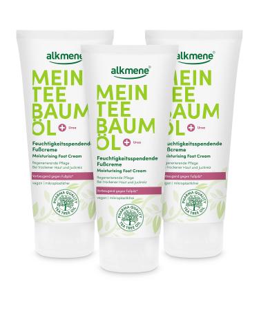 Alkmene alkmene Cream for very dry and damaged feet with Australian tea tree oil - cream for very dry cracked feet - vegan foot care without silicone parabens or mineral oils (3 x 100 ml)