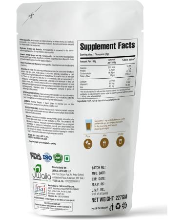 Jwalia Herbals MYHERB 100 Pure Natural Organic Ashwagandha Powder 227 Gm Withania Somnifera Ayurvedic formula Support for stressfree living for men and women 227 g Pack of 1 - Buy Online on GoSupps.com