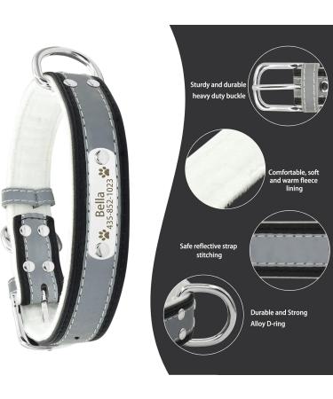 Senristar Personalized Reflective Dog Collar & Leash Set - Custom Engraved Name Tag for Small to XL Dogs & Cats - Black (3.0 cm Width 45-55 cm Neck) - Buy Online on GoSupps.com