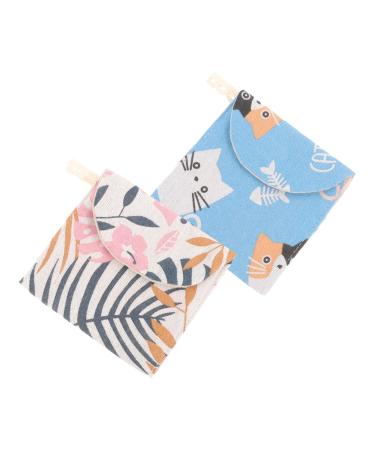 Travel Organizer Bags 2pcs Travel Organizer Bags Multi-function Small Bag Women Period Bag Period Pouch Outdoor Yellow Cat Travel Bag Storage Bag Cotton Linen Miss Period Bag