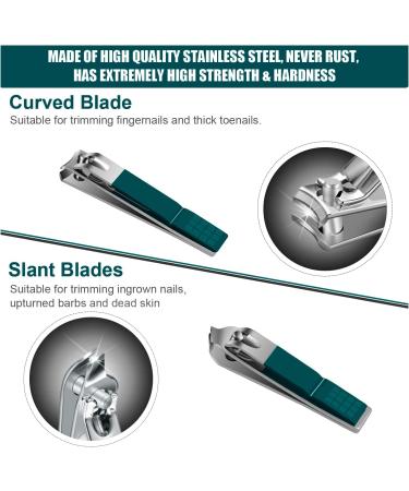 Manicure Set Professional Nail Clippers Pedicure Kit 16 pcs Stainless Steel Nail Care Tools Grooming Kit with Luxurious Travel Leather Case for Thick Nails Men Women Gift (Green) - Buy Online on GoSupps.com