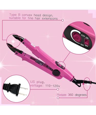Fusion Hair Extensions Tool with Keratin Glue Beads - Professional Heat Iron Connector Wand for U Tip Hair Extensions - US Plug - Pink - Buy Online on GoSupps.com