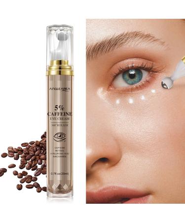 5% Caffeine Eye Serum with 360 Massage Ball for Puffiness Fine Lines & Wrinkles - Anti-Aging Hydrating Formula with Hyaluronic Acid Niacinamide - Buy Online on GoSupps.com
