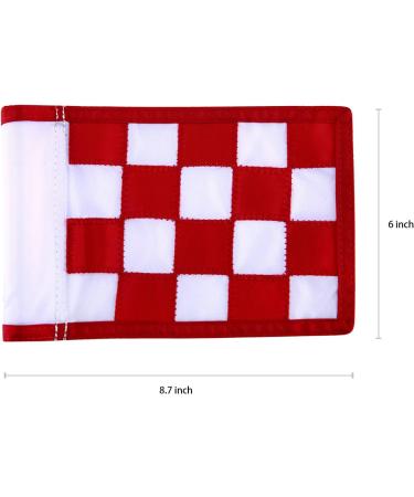 Green Nylon Golf Flag Set - Indoor/Outdoor Checkered Training Putting Flags - Portable 8.7x6 Golf Target Flags (White/Red) - Buy Online on GoSupps.com